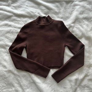 H&M CROPPED MOCK NECK LONG SLEEVE TOP